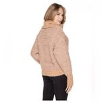 Love Tree  Camel High Neck Full Zip Faux Fur Sweater. Photo 1