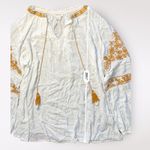 Starling Reine White and Gold Embroidered Boho Micro Mini Dress Size S Photo 4