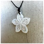 Aloha abalone flower pendant necklace on cord Photo 2