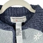 Tiara International  Blue Christmas Sweater Cardigan Santa Presents Womens Medium Photo 2