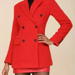 Avec Les Filles Hourglass Blazer Small Red Double Breasted Wool Holiday Chic Photo 0