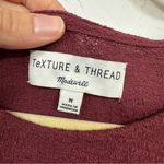Madewell Texture & Thread Burgundy Knit Puff Sleeve Sweater Womens M Fall Eyelet Photo 3