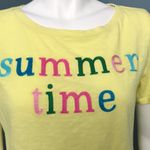 Talbots Butter Yellow Summertime Embroidered Tee XS Photo 3