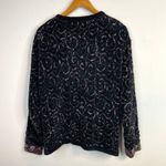 Vintage Icelandic Design Velvet Chenille Zip Up Cardigan Sweater Nordic Womens L Black Size L Photo 10