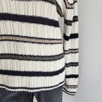 American Vintage Vintage Reba Rose 90s Ribbed Knit Cream Striped Sweater Long Sleeve Neutral M Photo 3