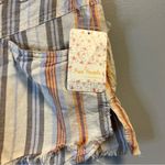 Free People Shorts Nude Striped Morning Rain Fringed Linen Blend Shorts Sz 8 NWT Photo 3
