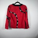 Bets By Canvasbacks Womens Jacket Small Red Black Abstract Button Front Top Photo 3