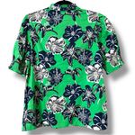 Southern Tide  women’s size small green blue floral blouse ruffle neck summertime Photo 1