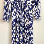 Blue Island  Size M Ikat Print Coverup Dress Boho Drawstring Waist Vacation Photo 0