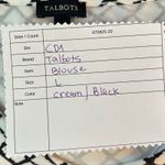 Talbots Womens Blouse Size L Career Business Professional Cream & Black Print Photo 9