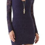 Nightcap  Victorian Blue Navy Lace Long Sleeve Dress 1 S Mini Bodycon Sheer Photo 0