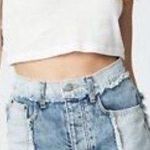 LF Carmar Titania Spliced Frayed Denim Shorts High Waisted Blue Size 28 Photo 0