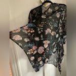LC Lauren Conrad Lauren Conrad LC One Size Floral Black Sheer Women's Kimono Top Wrap Coverup Photo 3