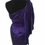 Purple satin shiny one shoulder dress Size 4 Photo 6