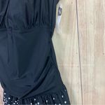 Jaclyn Smith Black Ruffled One Piece Swimsuit with Floral Hem Photo 3