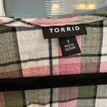 Torrid Plaid Babydoll Crinkle Flannel Gauze Button Up Short Sleeve Plus Size 1X Photo 8