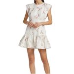 Zimmermann  Dancer Linen Flounce Minidress Floral Print Ivory Cap Sleeve Size 3 Photo 2