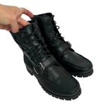 Ralph Lauren Lauren Zera Leather Lace Up Ankle Boots Black Buckle Womens Size 7B Photo 15