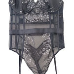 Victoria's Secret Victoria Secret Grey Silver Embellishment Halter Garter Strap Teddy NWT Photo 0