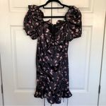 For Love & Lemons Black and Purple Floral Satin Corset Lace Up Dress Size M Photo 1