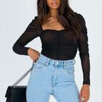 Princess Polly Asher Black Mesh Long Sleeve Bodysuit Photo 0