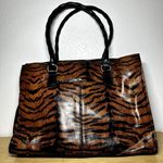 Patricia Nash Primrose Satchel Leather Adjustable Strap Tassel Fox Tiger Brown Photo 2