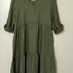 Francesca Bettini Women's Green Italian 100% Linen Knee Length Dress Size XL Photo 0