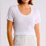 DKNY Ivory Crinkle Textured Short Sleeve Top Women’s Size X-Small Photo 0