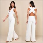 Lulus LULU’S Thinking Out Loud White Backless Jumpsuit Photo 1