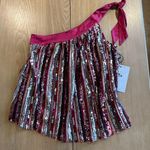 NWT Savanna Jane One Shoulder Sequins Satin Trim Bow Size Small Silver Photo 0