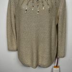 Ruby Rd NWT . Womens Sweater Size Petite PXL Gold Knit Beaded Sequin Pullover Photo 5