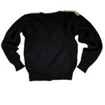 Jaclyn Smith  Petite Women's Vintage Sweater Size Small Black Gold Silver Leaf Photo 2