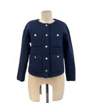 J.Crew Relaxed Lady Jacket in Double Serge Wool Navy Blue Size 2 Photo 2