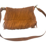 Tory Burch Fringe Leather Crossbody Bag Tan Suede Whipstitch Detail Photo 0