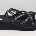 Teva Mush Mandalyn Ola 2 Wedge Sandal-Size 11-Strappy Thong-Gold/Black-Comfort Photo 2