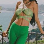 Tiger Mist Devon green Striped strapless Top Photo 6