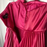 Lulus  Just Like a Movie Satin Strapless Pleated Midi Dress Small Pink Magenta Photo 8