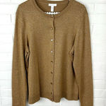 Charter Club  Gold Metallic Thread Knit Cardigan Sweater Size L Photo 0