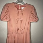 Gal Meets Glam Blush Ellie Bows Crepe Puff Sleeve Dress Photo 4