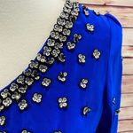 Badgley Mischka  Mark & James Royal Blue Beaded Long Sleeve Dress, Size Medium Photo 7