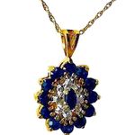 Sapphire and Diamond Vermeil Pendant & 14kt Yellow Gold Spring Clasp Necklace Photo 15