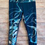 Fabletics Gisela Capri blue aqua mesh back wide waistband pocket gym workout S Photo 0