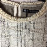 ZARA  Tweed Sweater Boucle Sweatshirt w/ Pearl Collar Size S NEW Photo 3