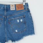 Levi's NWT  Womens 501 High Rise Button Fly Demin Shorts Size 27 Blue Raw Hem Photo 3