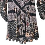 Free People M Seven Wonders Mini Dress chiffon paisley boho cutout back babydoll Photo 6