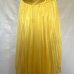 AUW Halter Dress Sz Medium Bright Yellow Shiny Pleated Babydoll Tie Retro Y2K Photo 6