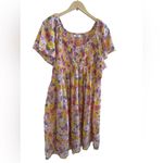 Jolie & Joy Women's Pink Yellow Flowy Ruffle Floral Smocked Mini Dress Size 2X Photo 1