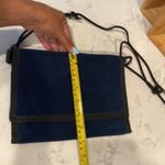 Vintage Stone Mountain suede tri fold crossbody or waist bag western interior Blue Photo 15