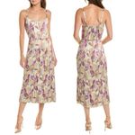 Vince Nouveau Magnolia Crushed Satin Cami Midi Dress M Pleated Floral Print Photo 2
