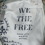 Free People We The Free  Good Luck Mid-Rise Barrel Jeans Tan Teal Gray Stripe 27 Photo 7